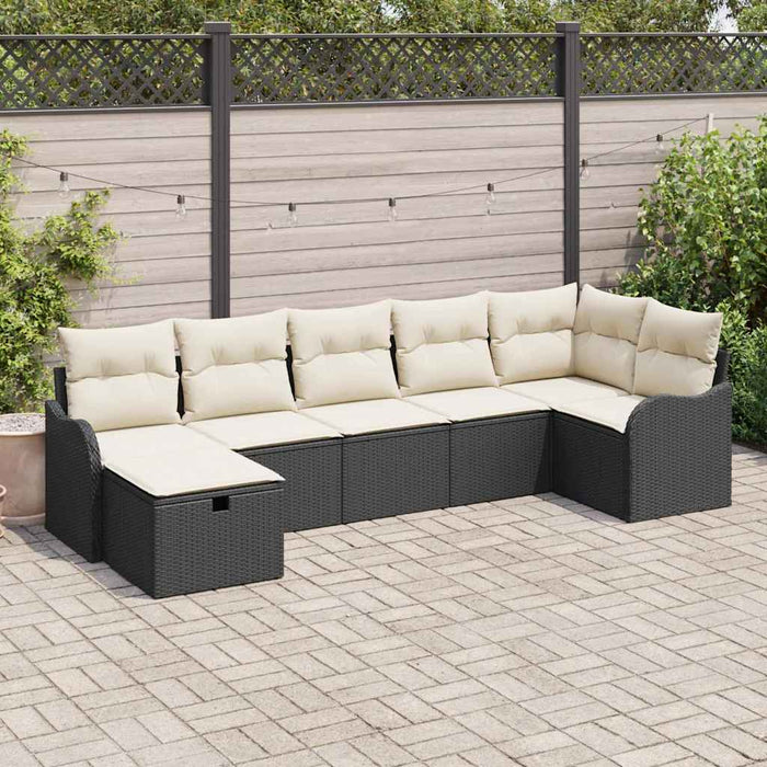 Set de canapele pentru grădină cu pernă 7 pcs Negru Rattan poli - WALTI WALTI