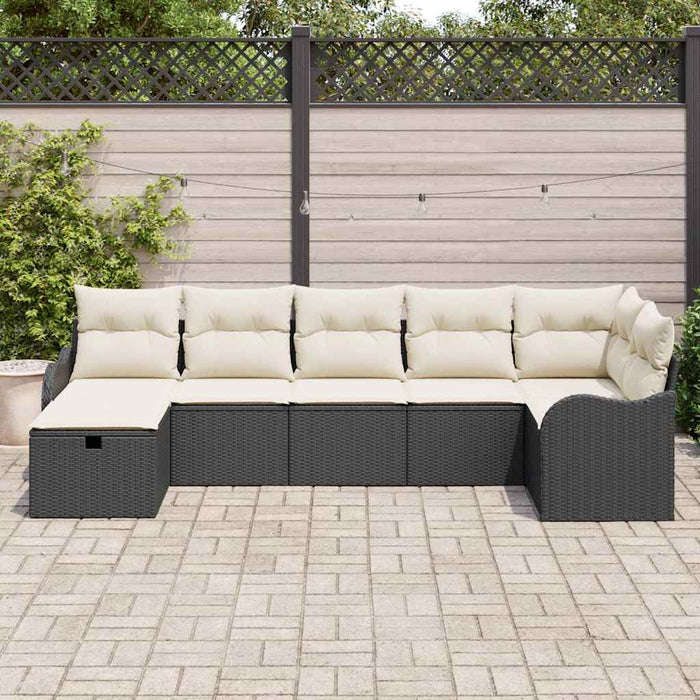 Set de canapele pentru grădină cu pernă 7 pcs Negru Rattan poli - WALTI WALTI