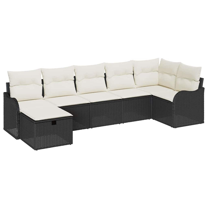 Set de canapele pentru grădină cu pernă 7 pcs Negru Rattan poli - WALTI WALTI