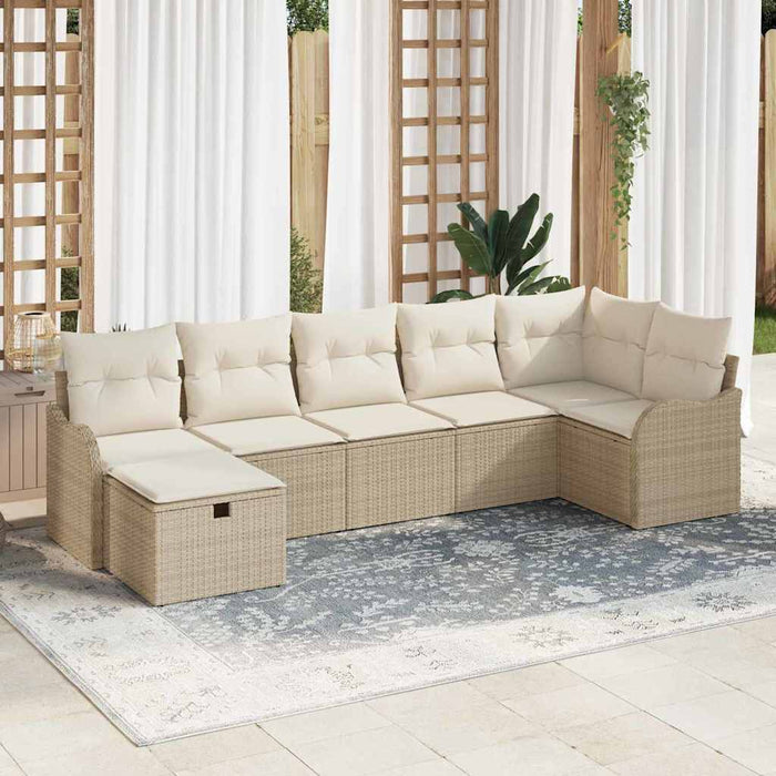 Set de canapele pentru grădină cu pernă 7 pcs Bej Rattan poli - WALTI WALTI