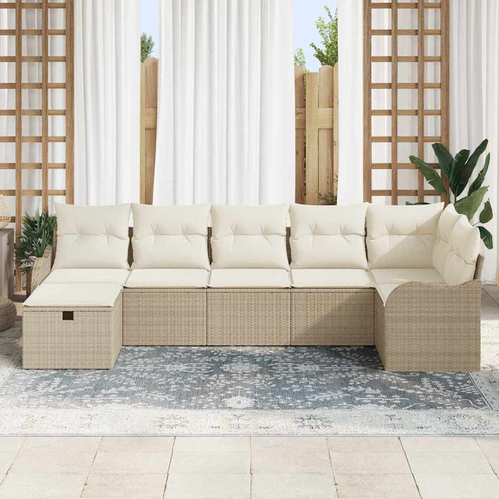 Set de canapele pentru grădină cu pernă 7 pcs Bej Rattan poli - WALTI WALTI