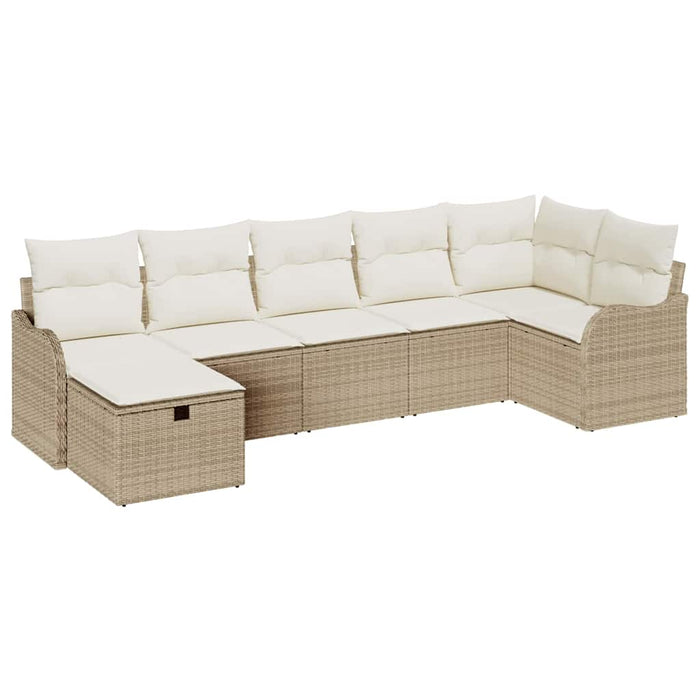 Set de canapele pentru grădină cu pernă 7 pcs Bej Rattan poli - WALTI WALTI