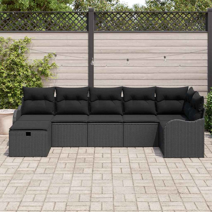 Set de canapele pentru grădină cu pernă 7 pcs Negru Rattan poli - WALTI WALTI
