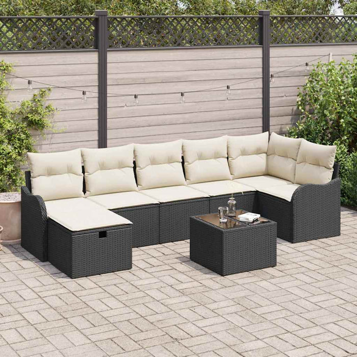 Set de canapele pentru grădină cu pernă 8 pcs Negru Rattan poli - WALTI WALTI