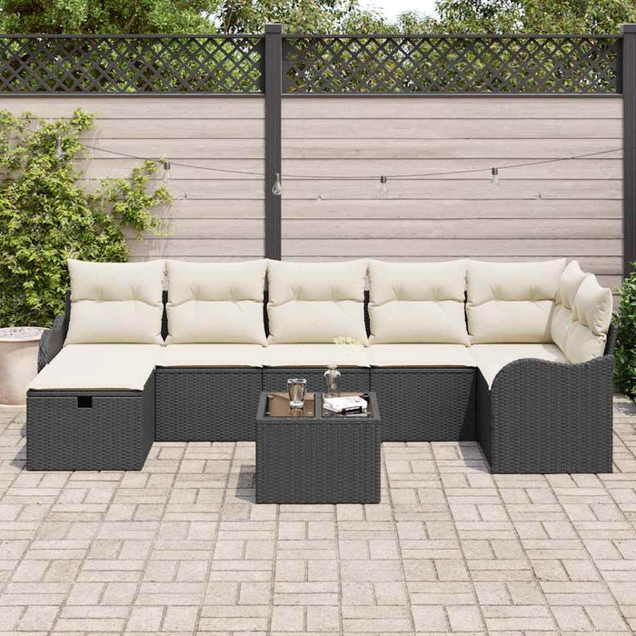 Set de canapele pentru grădină cu pernă 8 pcs Negru Rattan poli - WALTI WALTI