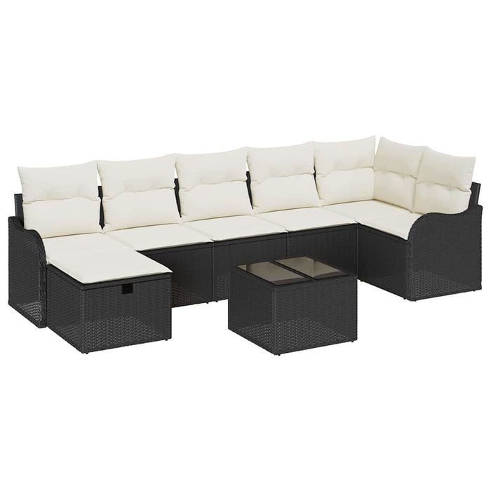 Set de canapele pentru grădină cu pernă 8 pcs Negru Rattan poli - WALTI WALTI