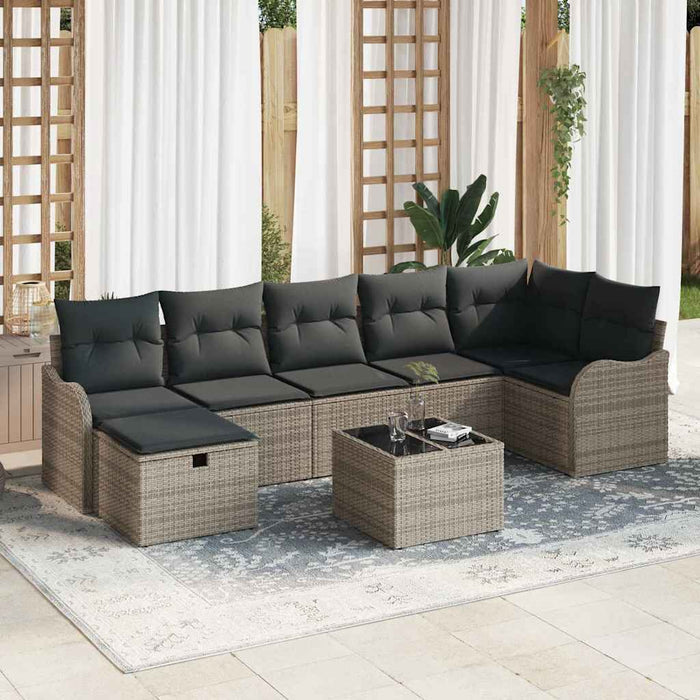Set de canapele pentru grădină cu pernă 8 pcs Gri Rattan poli - WALTI WALTI