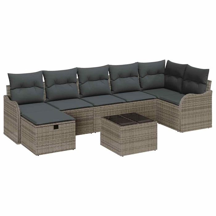 Set de canapele pentru grădină cu pernă 8 pcs Gri Rattan poli - WALTI WALTI