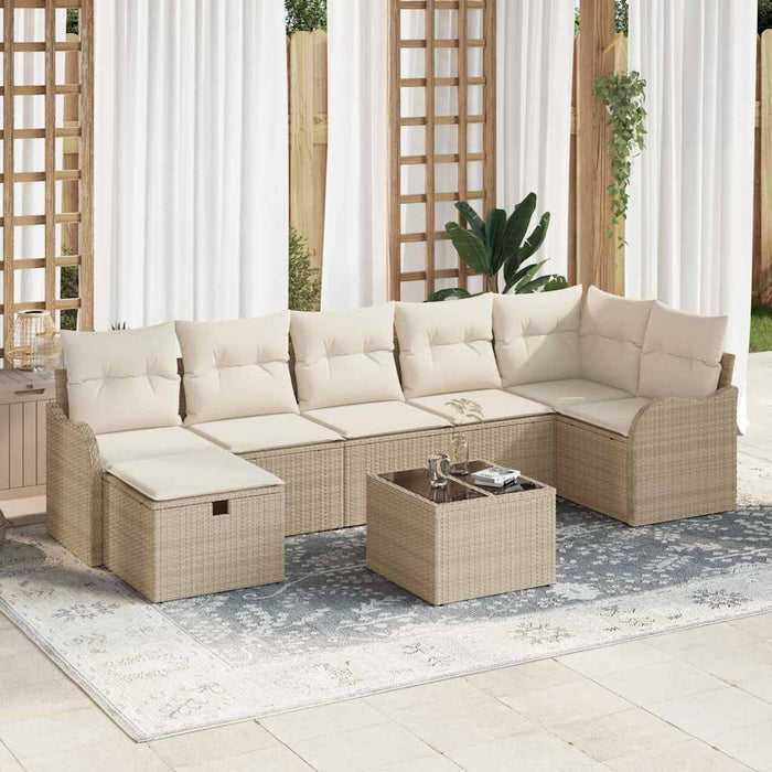 Set de canapele pentru grădină cu pernă 8 pcs Bej Rattan poli - WALTI WALTI