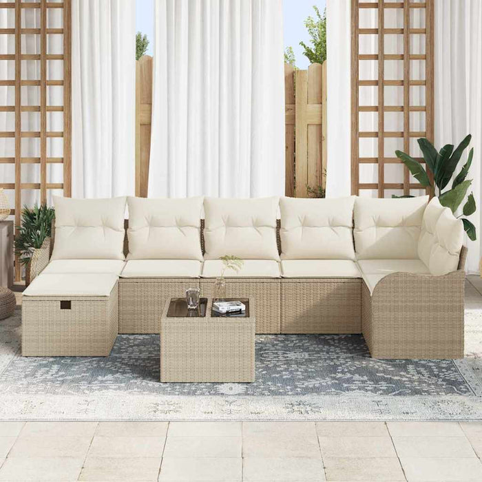 Set de canapele pentru grădină cu pernă 8 pcs Bej Rattan poli - WALTI WALTI