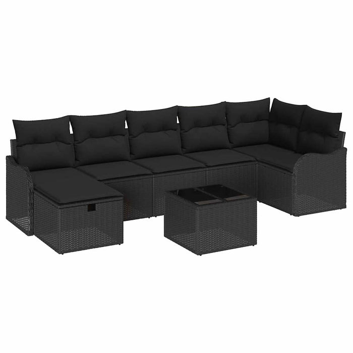Set de canapele pentru grădină cu pernă 8 pcs Negru Rattan poli - WALTI WALTI