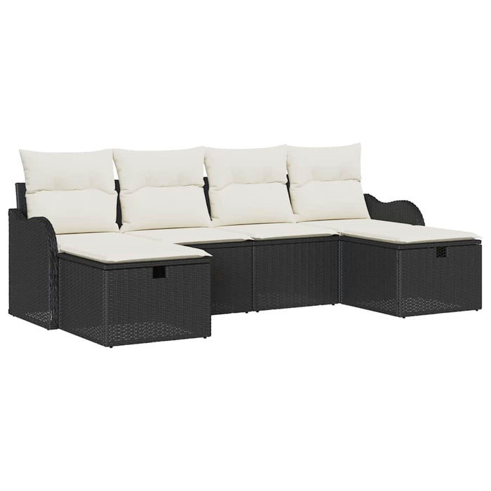 Set de canapele pentru grădină cu pernă 6 pcs Negru Rattan poli - WALTI WALTI