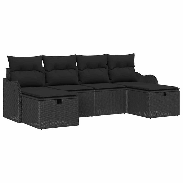 Set de canapele pentru grădină cu pernă 6 pcs Negru Rattan poli - WALTI WALTI