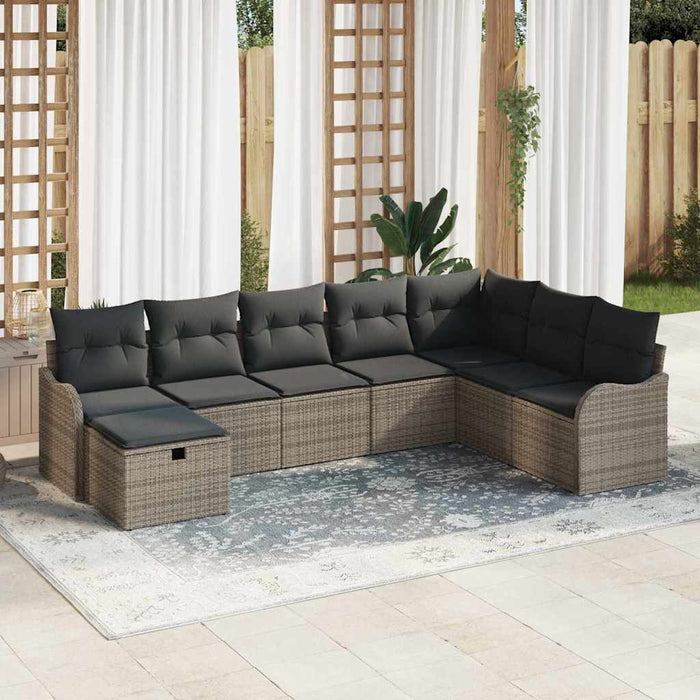 Set de canapele pentru grădină cu pernă 8 pcs Gri poliratan - WALTI WALTI
