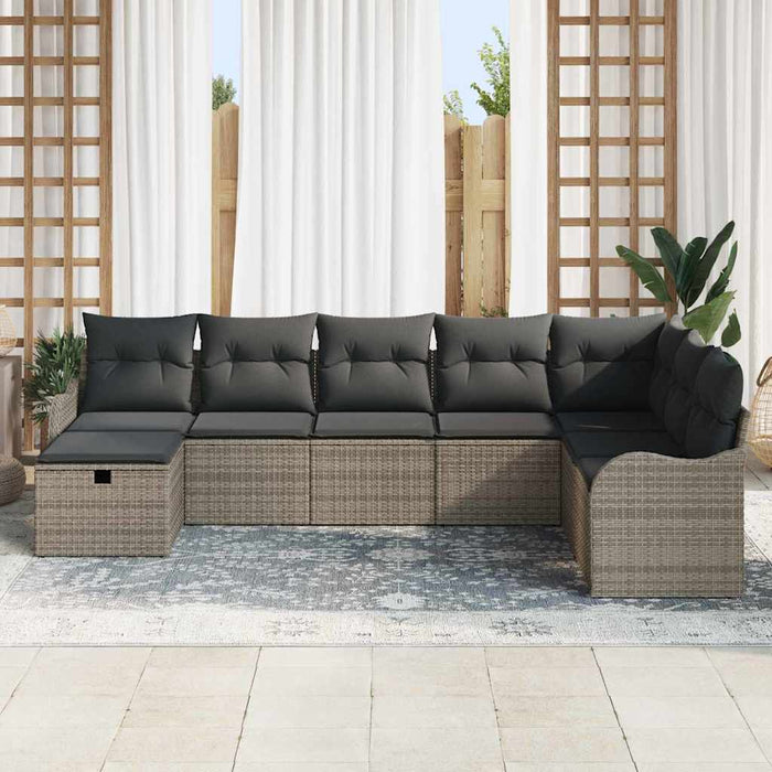 Set de canapele pentru grădină cu pernă 8 pcs Gri poliratan - WALTI WALTI