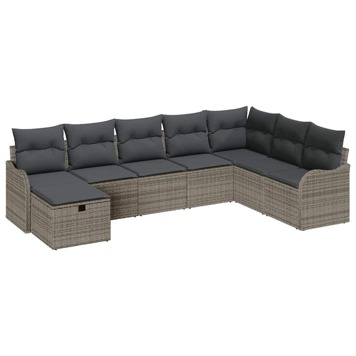 Set de canapele pentru grădină cu pernă 8 pcs Gri poliratan - WALTI WALTI