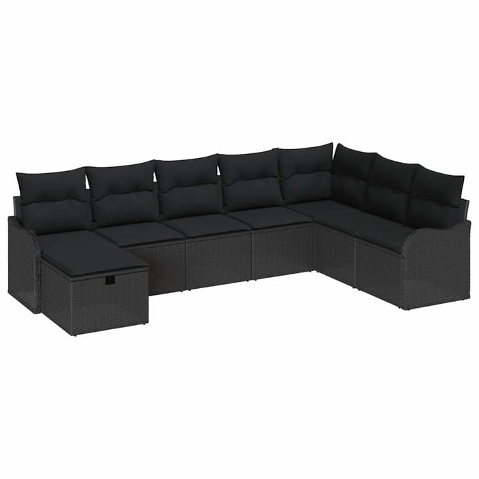 Set de canapele pentru grădină cu pernă 8 pcs Negru Rattan poli - WALTI WALTI