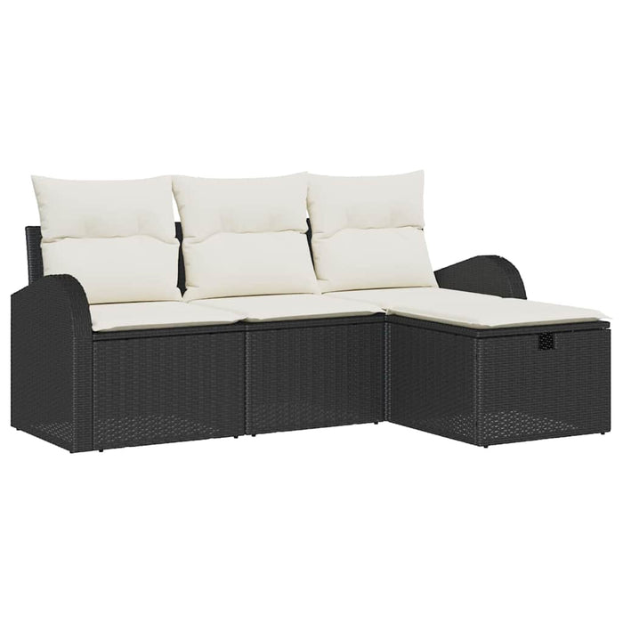 Set de canapele pentru grădină cu pernă 4 pcs Negru Rattan poli - WALTI WALTI