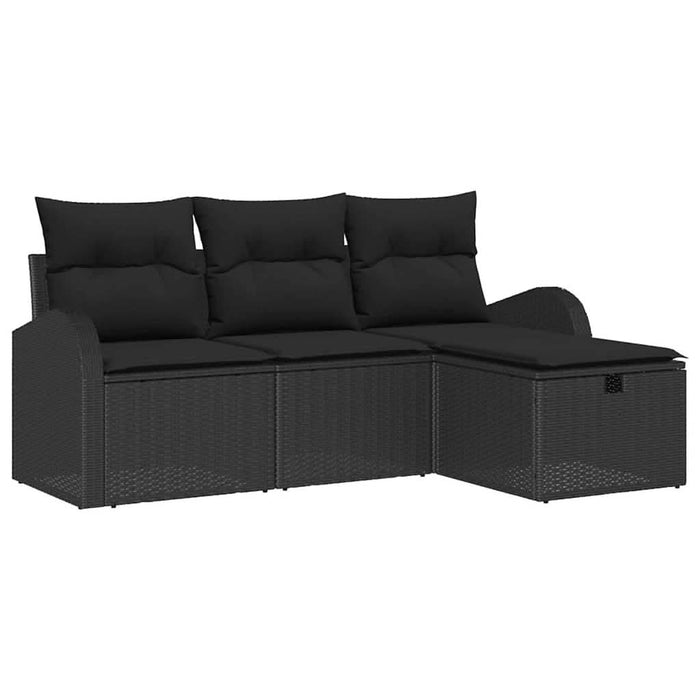 Set de canapele pentru grădină cu pernă 4 pcs Negru Rattan poli - WALTI WALTI