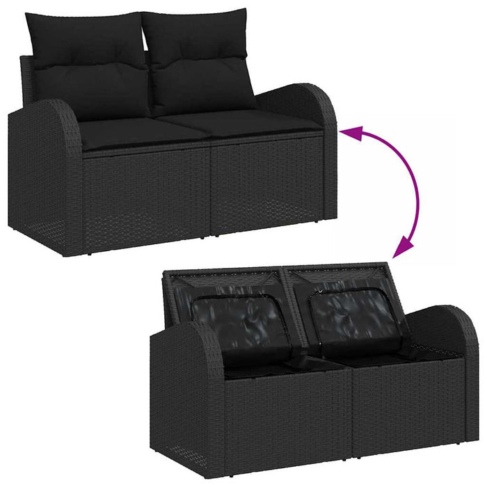 Set de canapele pentru grădină cu pernă 4 pcs Negru Rattan poli - WALTI WALTI