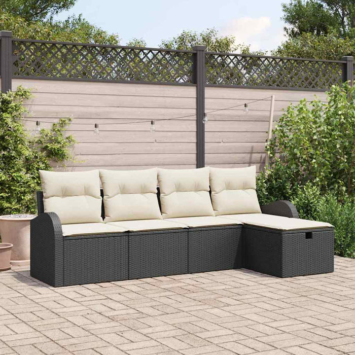 Set de canapele pentru grădină cu pernă 5 pcs Negru Rattan poli - WALTI WALTI