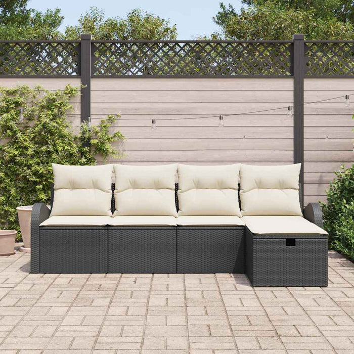 Set de canapele pentru grădină cu pernă 5 pcs Negru Rattan poli - WALTI WALTI