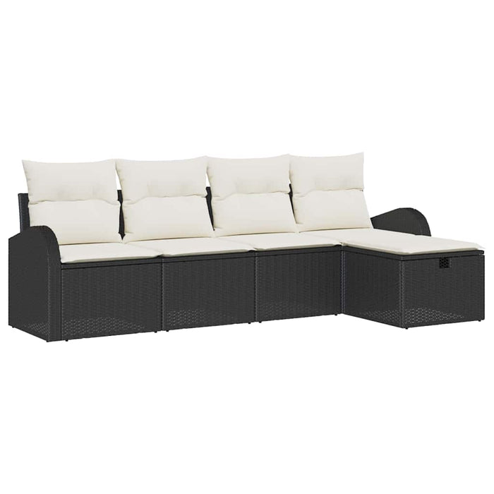 Set de canapele pentru grădină cu pernă 5 pcs Negru Rattan poli - WALTI WALTI