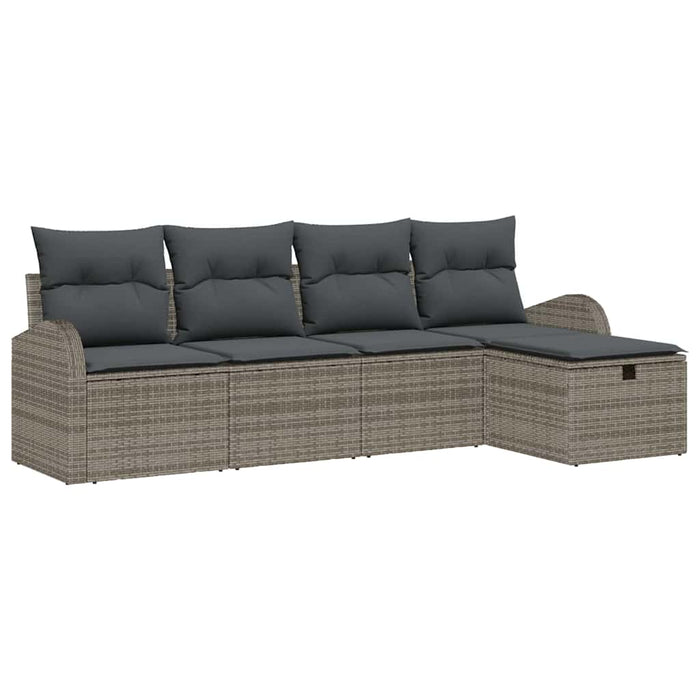 Set de canapele pentru grădină cu pernă 5 pcs Gri Rattan poli - WALTI WALTI