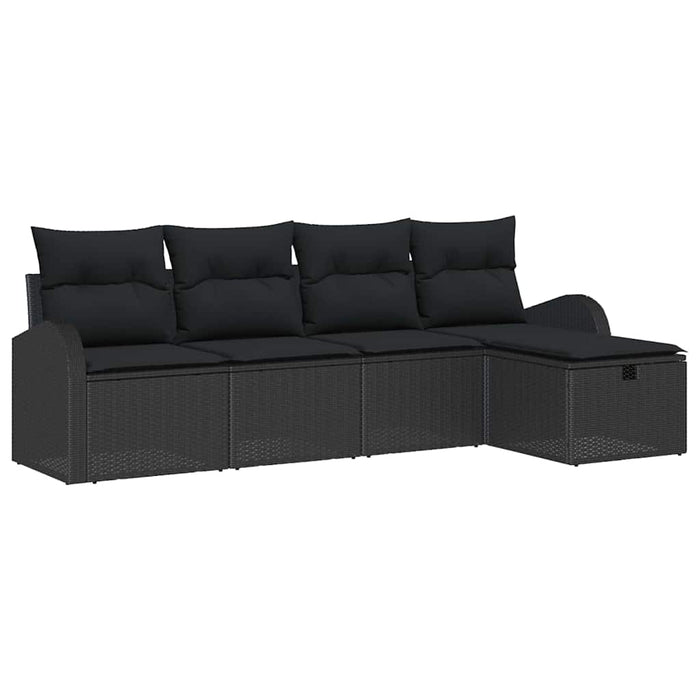 Set de canapele pentru grădină cu pernă 5 pcs Negru Rattan poli - WALTI WALTI