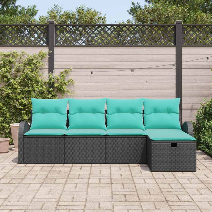Set de canapele pentru grădină cu pernă 5 pcs Negru Rattan poli WALTI