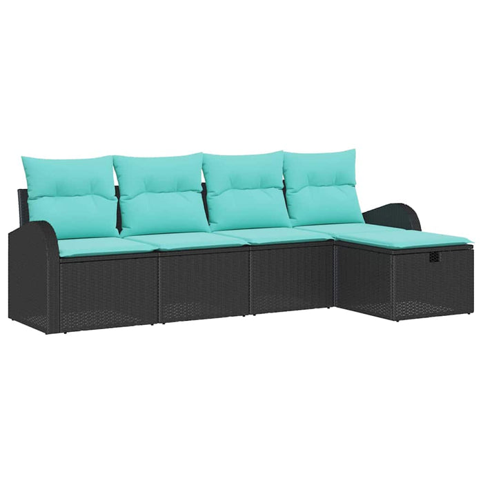 Set de canapele pentru grădină cu pernă 5 pcs Negru Rattan poli WALTI
