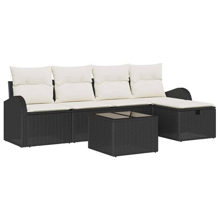 Set de canapele pentru grădină cu pernă 6 pcs Negru Rattan poli - WALTI WALTI