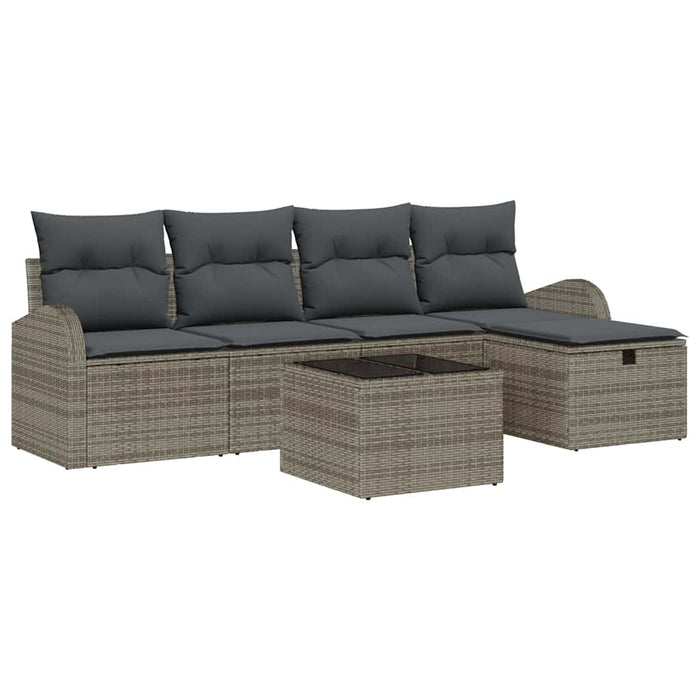 Set de canapele pentru grădină cu pernă 6 pcs Gri Rattan poli - WALTI WALTI