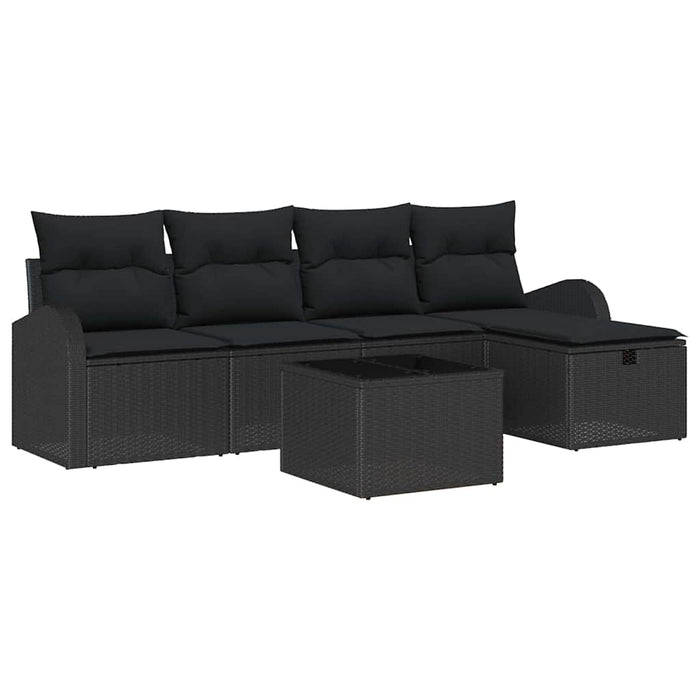 Set de canapele pentru grădină cu pernă 6 pcs Negru Rattan poli - WALTI WALTI