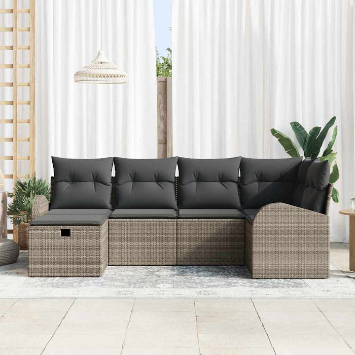 Set de canapele pentru grădină cu pernă 6 pcs Gri Rattan poli - WALTI WALTI