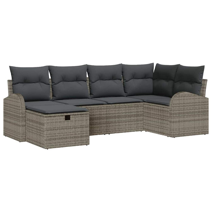 Set de canapele pentru grădină cu pernă 6 pcs Gri Rattan poli - WALTI WALTI