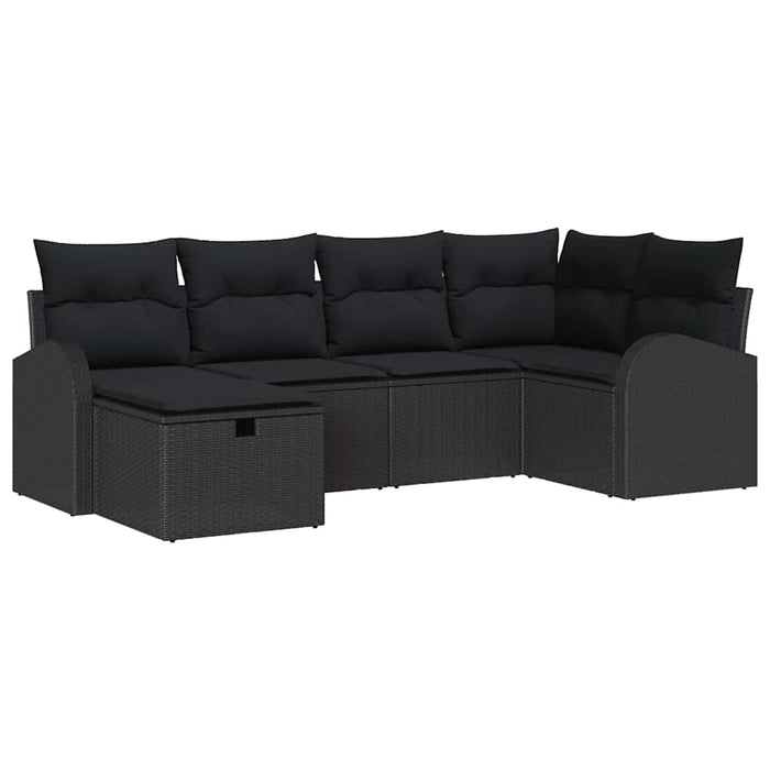 Set de canapele pentru grădină cu pernă 6 pcs Negru Rattan poli - WALTI WALTI