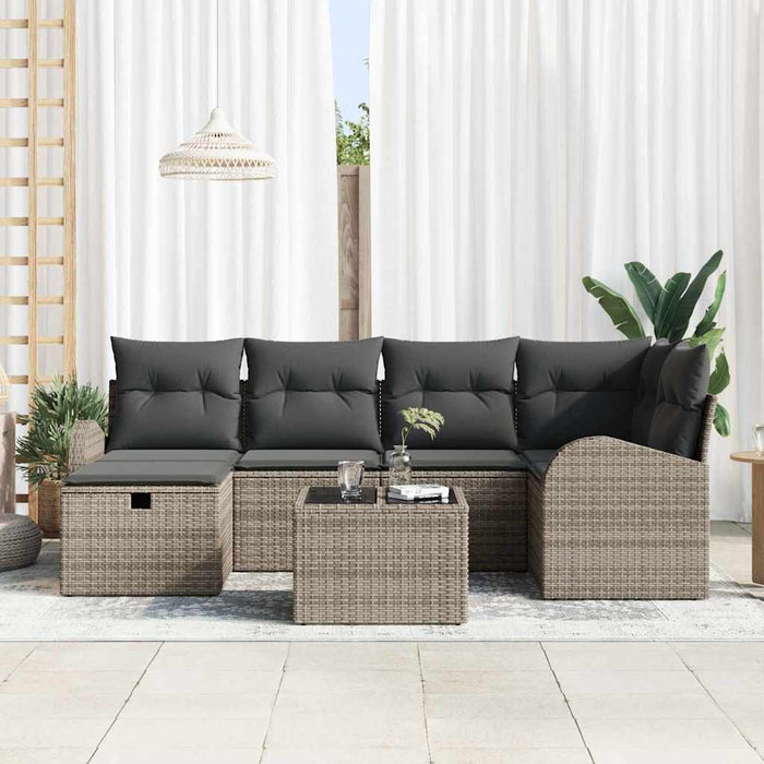Set de canapele pentru grădină cu pernă 7 pcs Gri Rattan poli - WALTI WALTI
