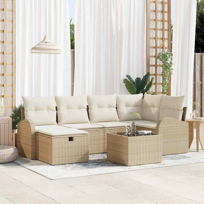 Set de canapele pentru grădină cu pernă 7 pcs Bej Rattan poli - WALTI WALTI