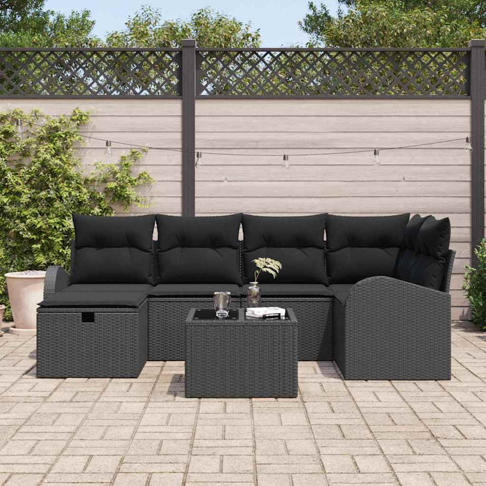 Set de canapele pentru grădină cu pernă 7 pcs Negru Rattan poli - WALTI WALTI