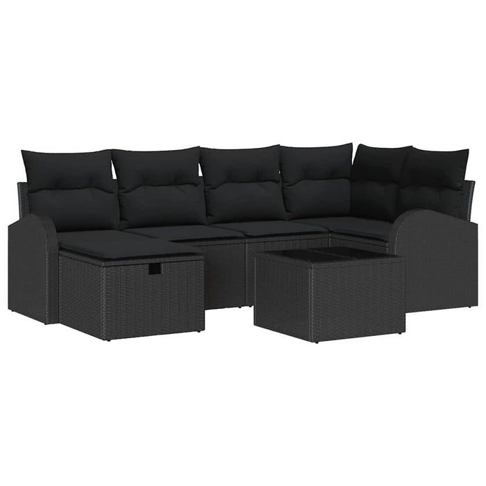 Set de canapele pentru grădină cu pernă 7 pcs Negru Rattan poli - WALTI WALTI