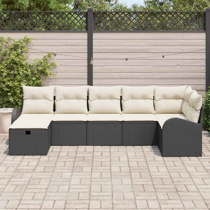 Set de canapele pentru grădină cu pernă 7 pcs Negru Rattan poli - WALTI WALTI