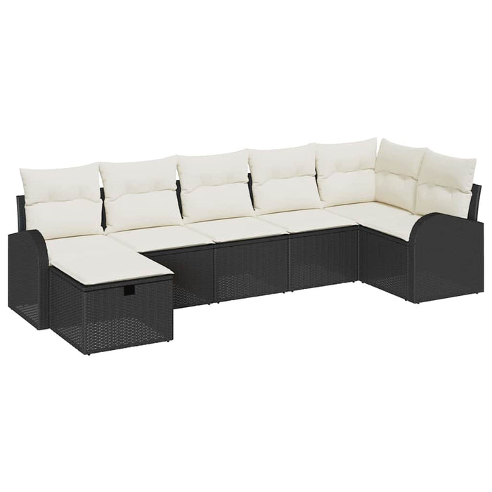 Set de canapele pentru grădină cu pernă 7 pcs Negru Rattan poli - WALTI WALTI