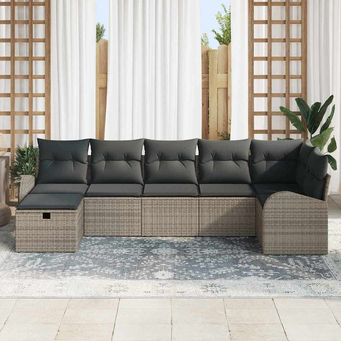 Set de canapele pentru grădină cu pernă 7 pcs Gri Rattan poli - WALTI WALTI