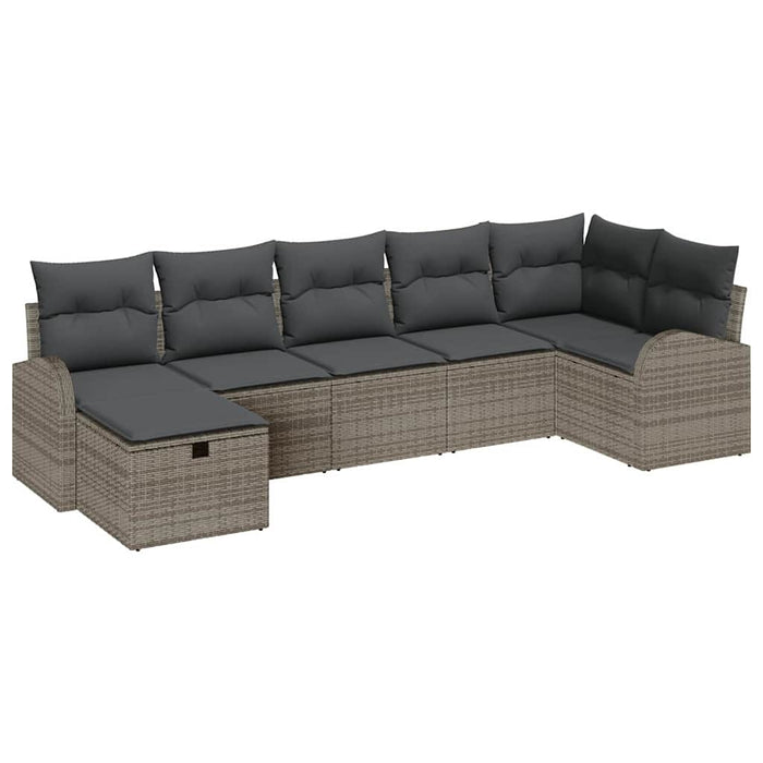 Set de canapele pentru grădină cu pernă 7 pcs Gri Rattan poli - WALTI WALTI