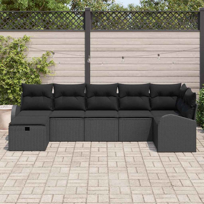 Set de canapele pentru grădină cu pernă 7 pcs Negru Rattan poli - WALTI WALTI