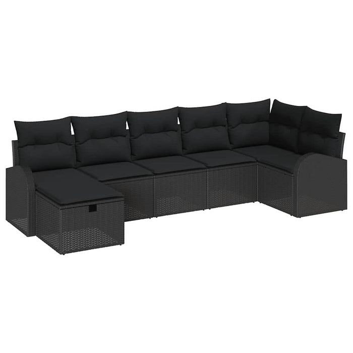 Set de canapele pentru grădină cu pernă 7 pcs Negru Rattan poli - WALTI WALTI