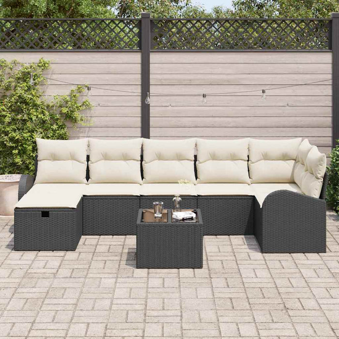 Set de canapele pentru grădină cu pernă 8 pcs Negru Rattan poli - WALTI WALTI