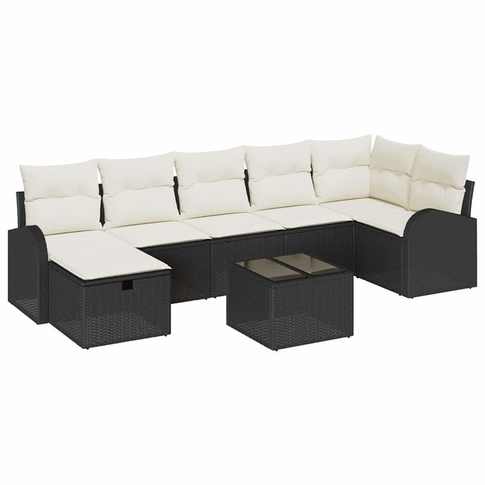 Set de canapele pentru grădină cu pernă 8 pcs Negru Rattan poli - WALTI WALTI