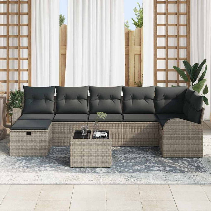 Set de canapele pentru grădină cu pernă 8 pcs Gri Rattan poli - WALTI WALTI
